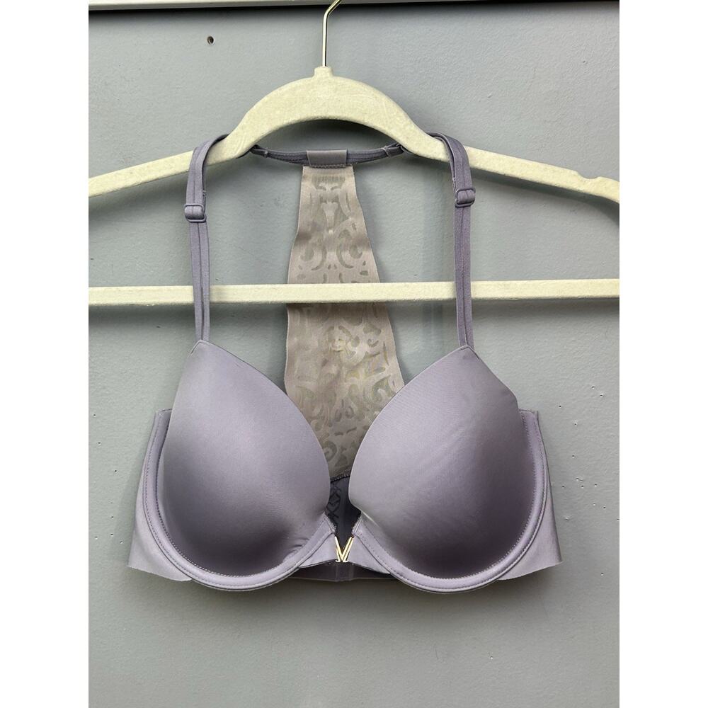 Victoria's Secret Sexy Illusions Racerback Demi Bra Plunge Womens‎ 32DD Purple